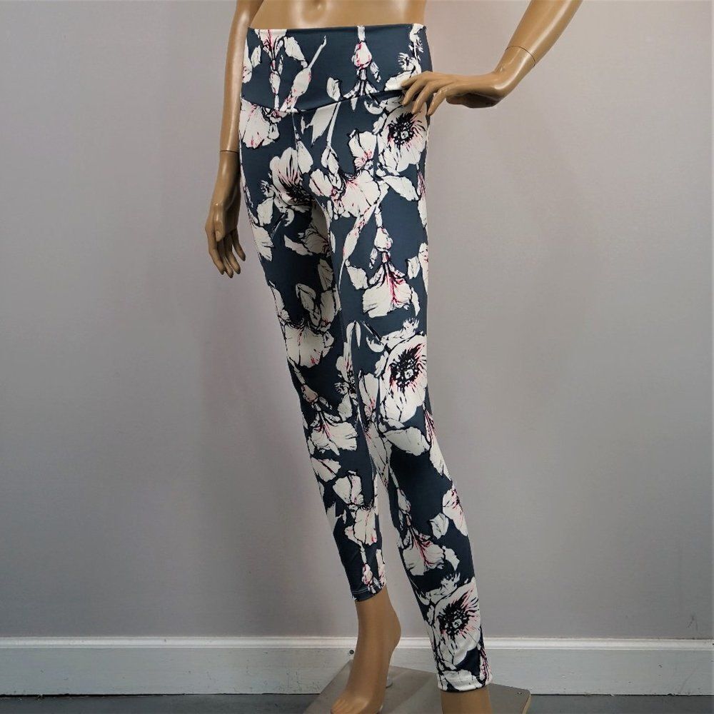Macadamia Beachwear Leggings Gray Floral Jog Yoga Athletic Sports Womens Sz M